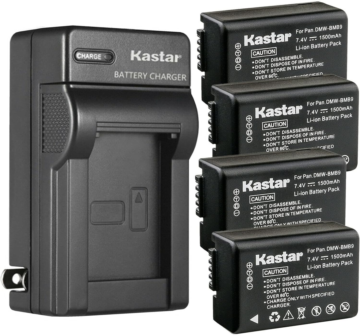 Kastar 4-Pack Battery and AC Wall Charger for Panasonic Cameras