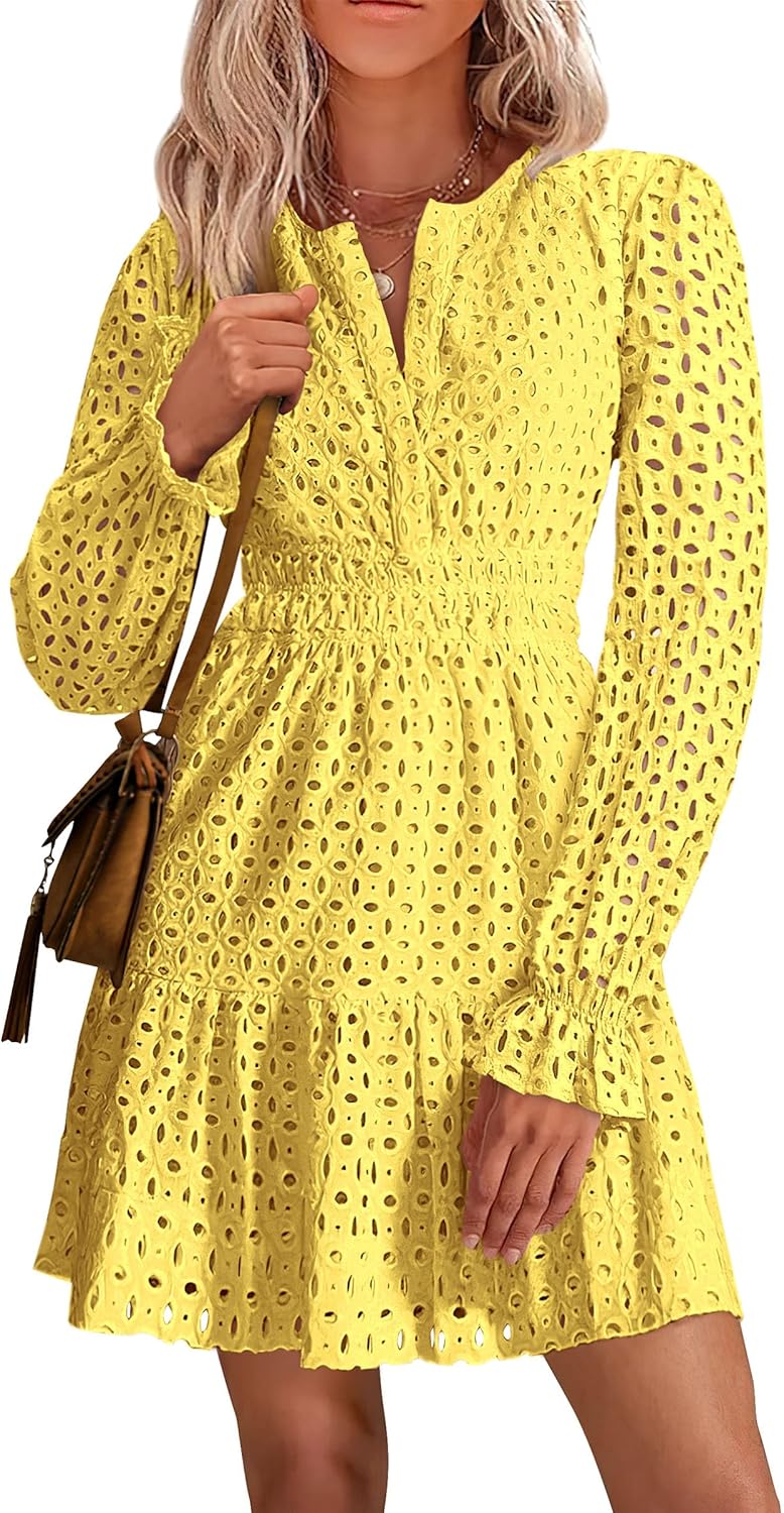 PRETTYGARDEN Women's Long Sleeve Mini Dress for Elegant Events