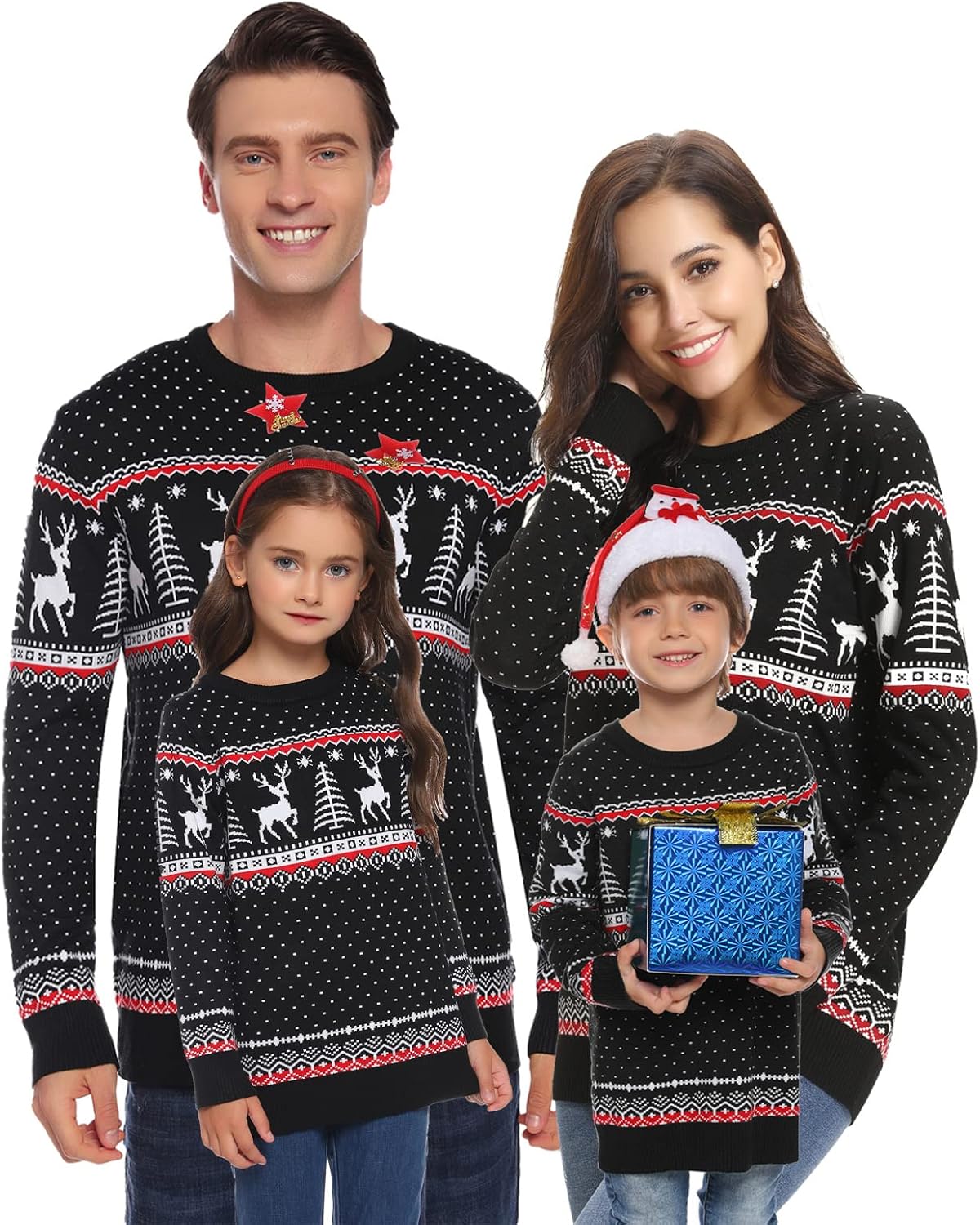 Cozy Elk Print Family Christmas Sweater