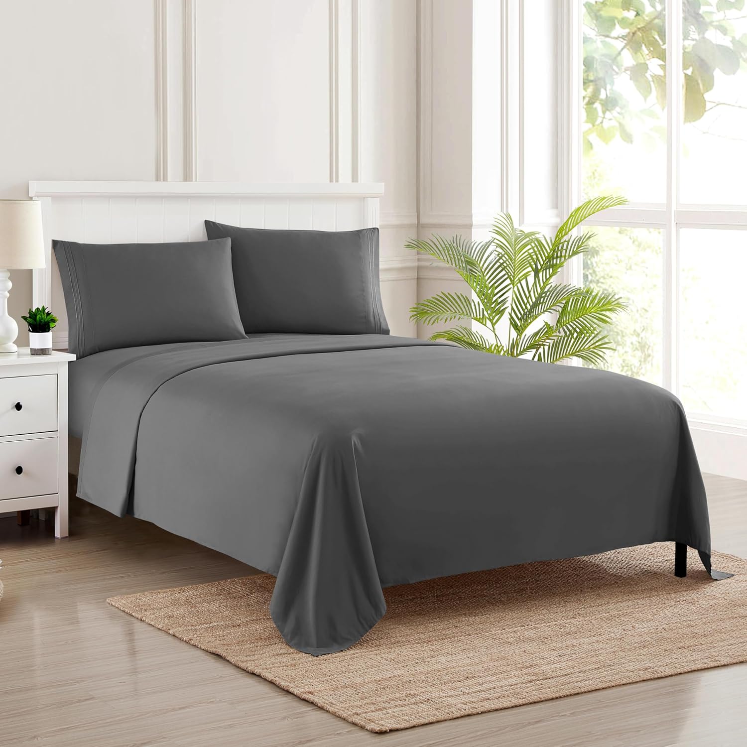 California King Sheet Sets - Luxury Deep Pocket Bedding Gray