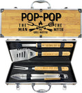 Fathers Day Pop Pop BBQ Tool Set - Heavy Duty Grill Kit