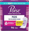 Poise Incontinence Pads 5 Drop Maximum Absorbency - Regular Length