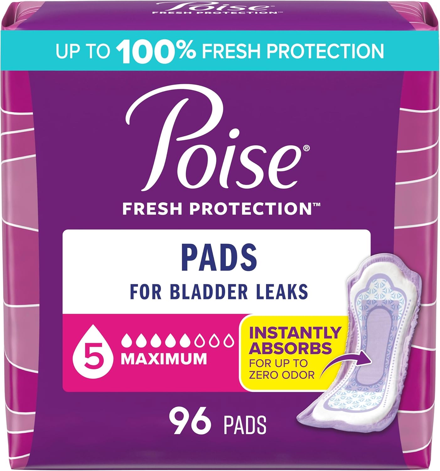 Poise Incontinence Pads for Bladder Leaks, Maximum Absorbency