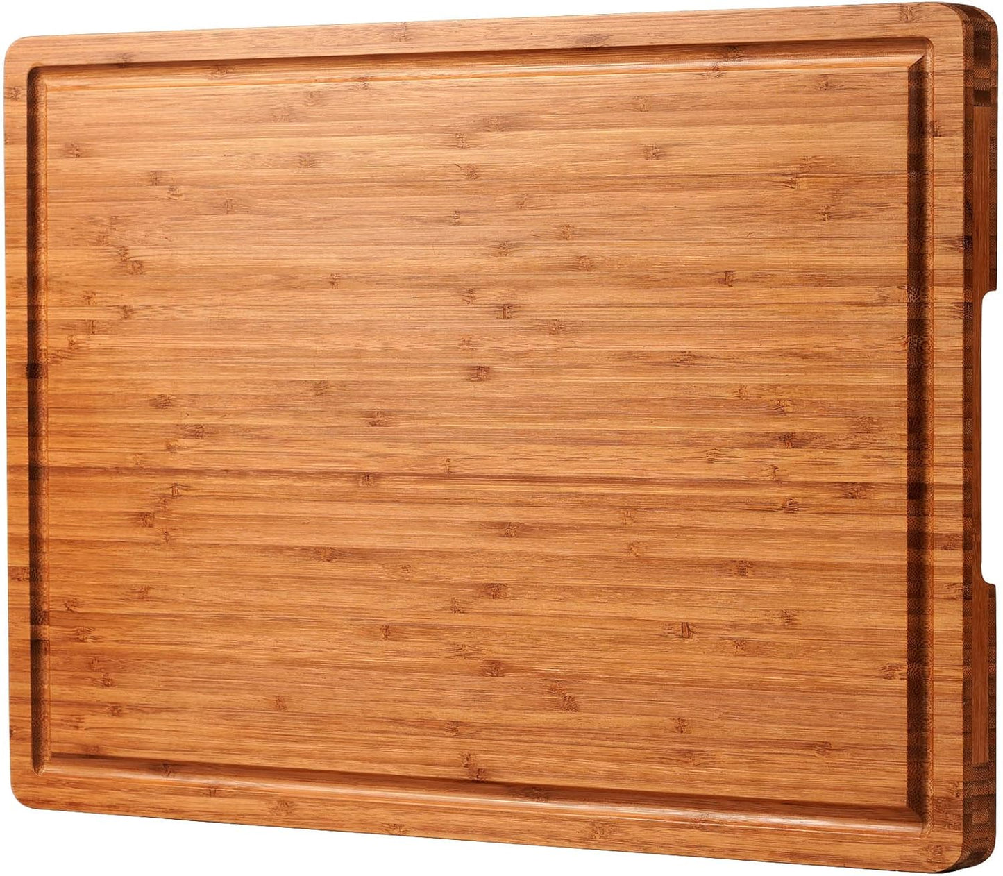 XXL Bamboo Cutting Board 24x18 with Juice Grooves and Handles