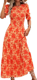 Women Casual Summer Maxi Dress 2025 - Flowy Smocked Boho Style