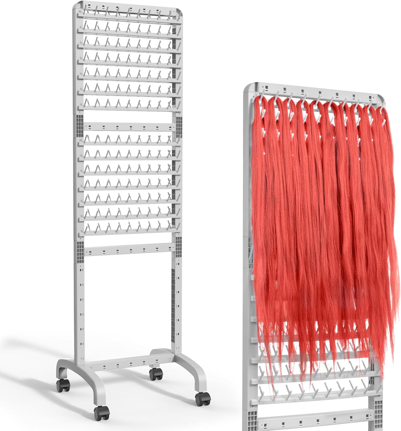 280 Pegs Height-Adjustable Braiding Hair Rack with Wheels