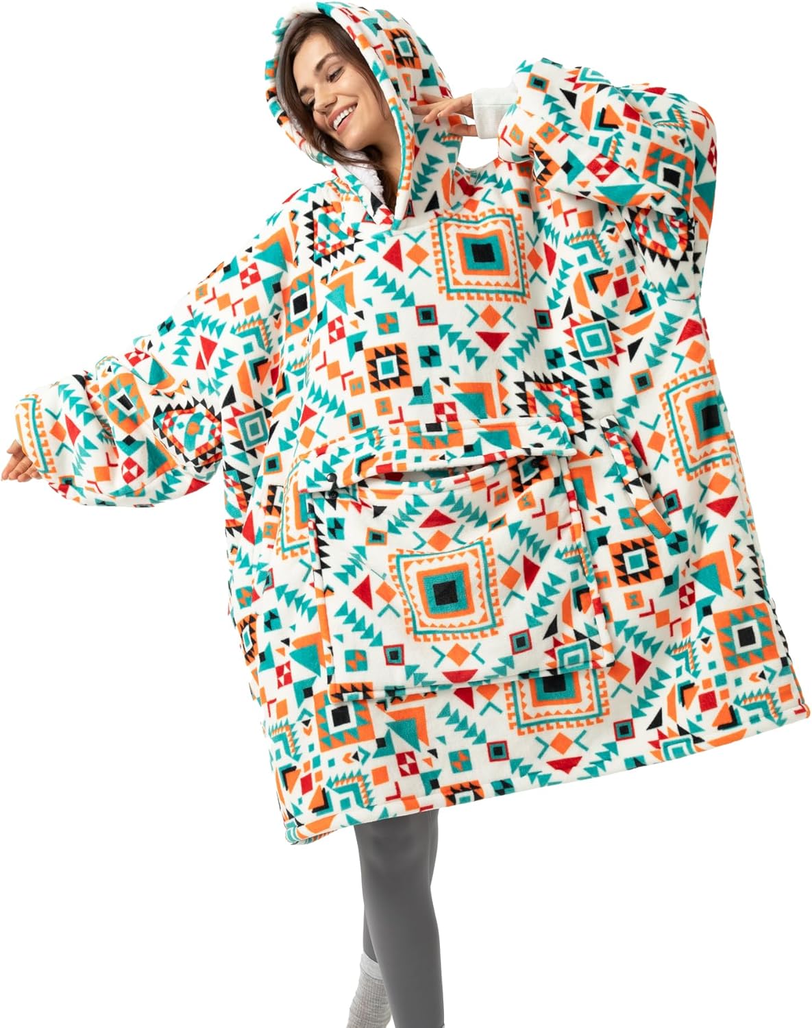 Cozy Boho Blanket Hoodie - Extra Thick Flannel