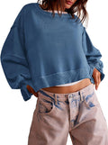 Casual Women's Long Sleeve Crop Tee Sweatshirt by Zwurew for Comfort