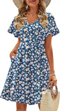 Womens Summer A-Line Floral Ruffle Dress with Pockets - Soft Knit