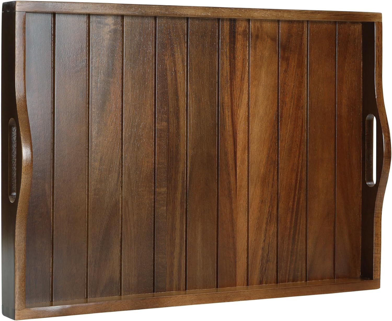 Large Acacia Wooden Serving Tray with Handles for Any Space