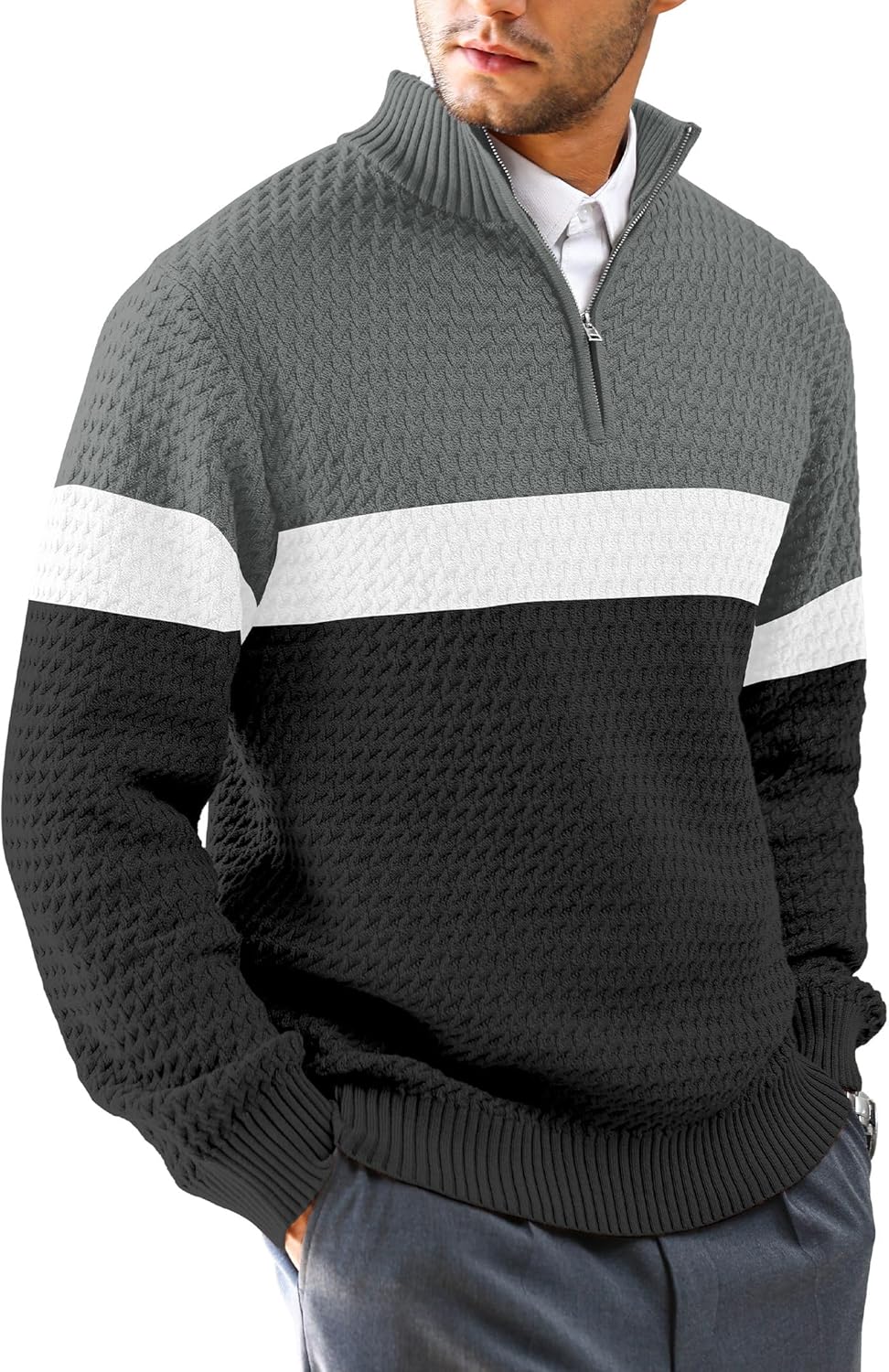 Men's Quarter-Zip Sweater for Business Casual Style and Comfort