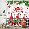 Christmas Gnomes Shower Curtain 72x72 in - Cute Farmhouse Holiday