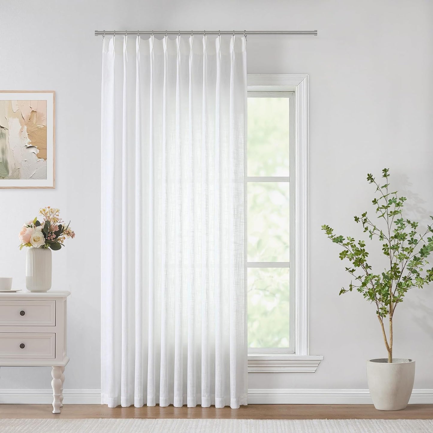 Vision Home Pinch Pleated Semi Sheer Curtains for Windows