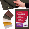 CCS Waterproof Canvas Tarp Cover 10x14 Ft - Heavy Duty Olive Drab