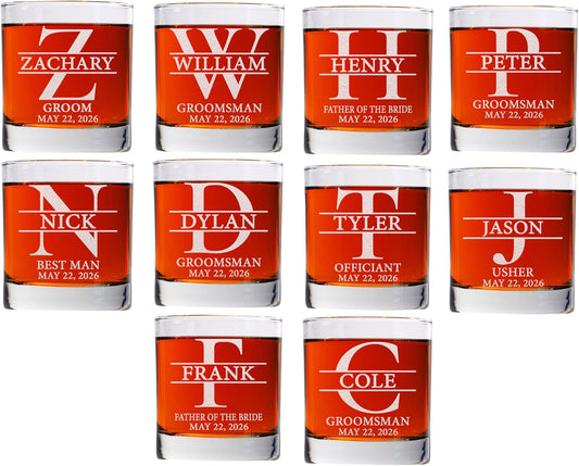 Personalized Whiskey Glass Set Of 10 For Groomsman Gifts