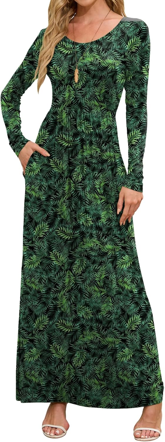 DEARCASE Women's Maxi Dress with Pockets for Casual Fall Style