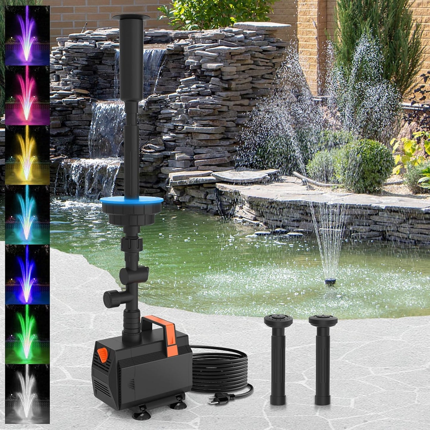 AquaMiracle Pond Fountain Pump with LED Lights for Ponds