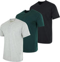 Men's Henley T-Shirt 3-Pack Cotton Blend Short & Long Sleeve