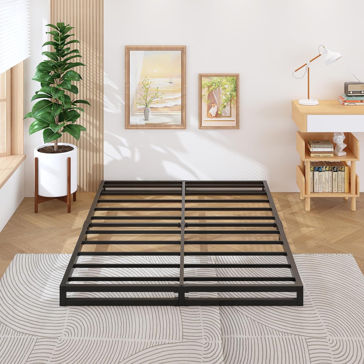 4 Inch Full Size Bed Frame with Heavy Duty Metal Platform