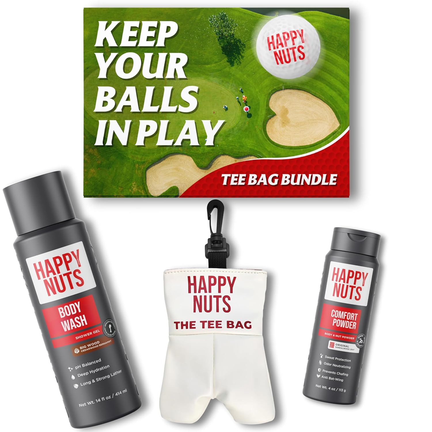 Happy Nuts Tee Bag Bundle for Men - Golf Grooming Essentials