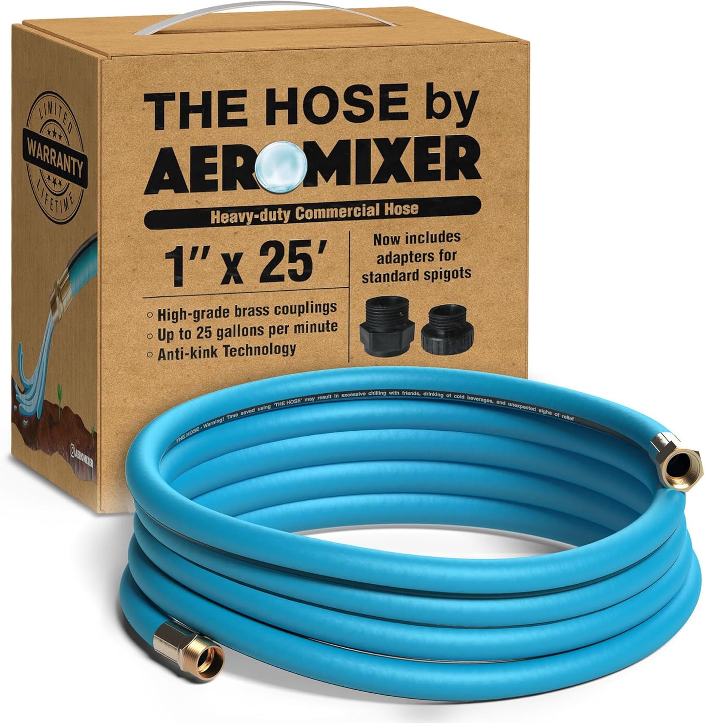 Aeromixer The Hose - 1 Inch Garden Hose 25 Ft for Heavy Duty Use