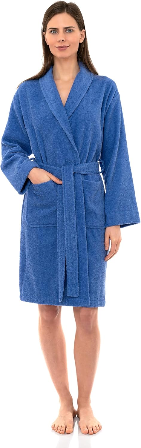 Luxurious Cotton Short Terry Shawl Bathrobe for Women