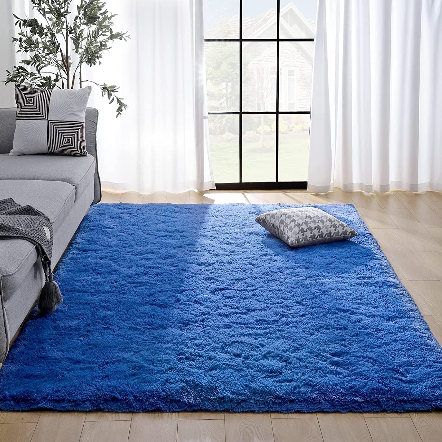 Kelarea 5x8 Non-Slip Navy Blue Fluffy Soft Shag Area Rug