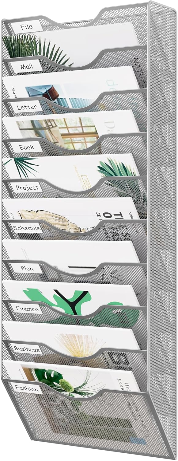 EasyPAG 10 Pocket Mesh Hanging Wall File Organizer for Office