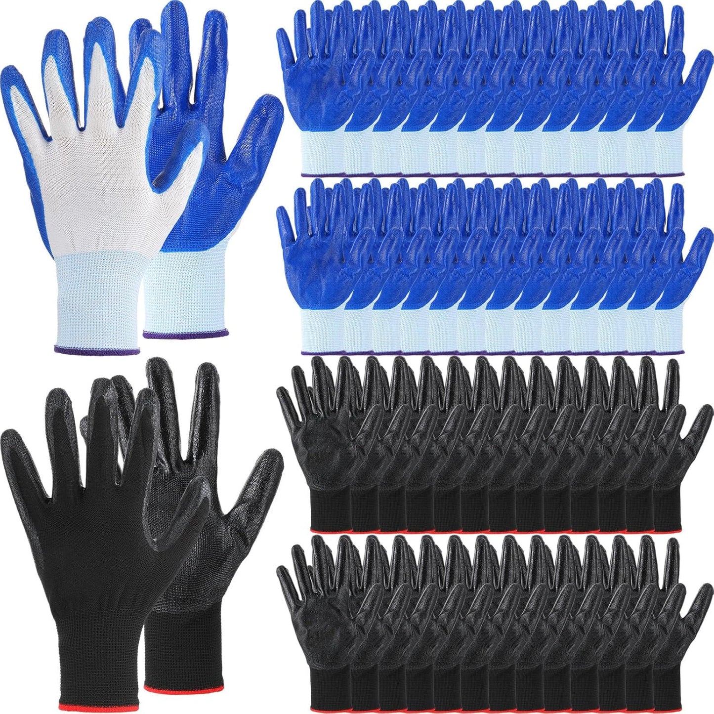 Sintuff Breathable Rubber Coated Gardening Gloves - 120 Pairs Bundle