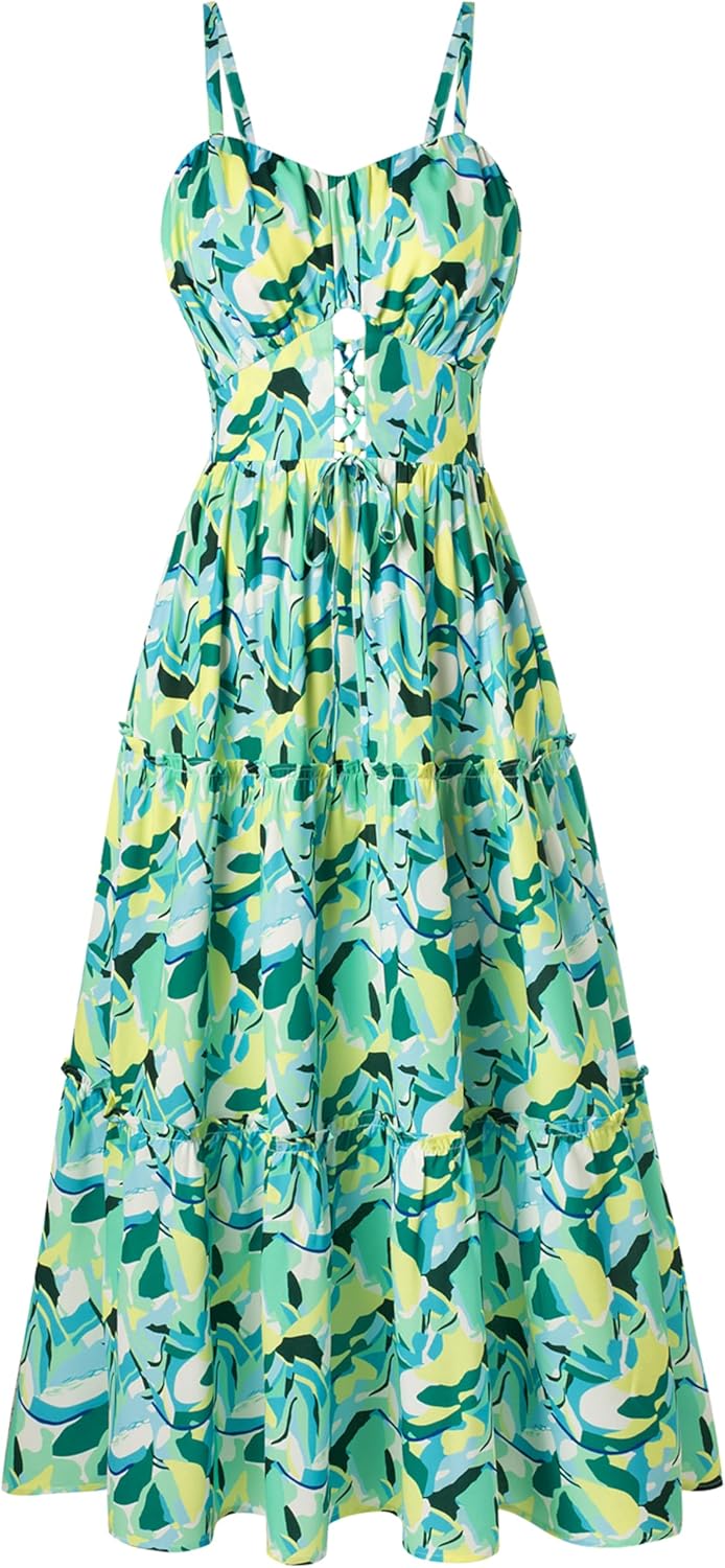 GRACE KARIN Women's Summer Floral Dress for Beach Vacations