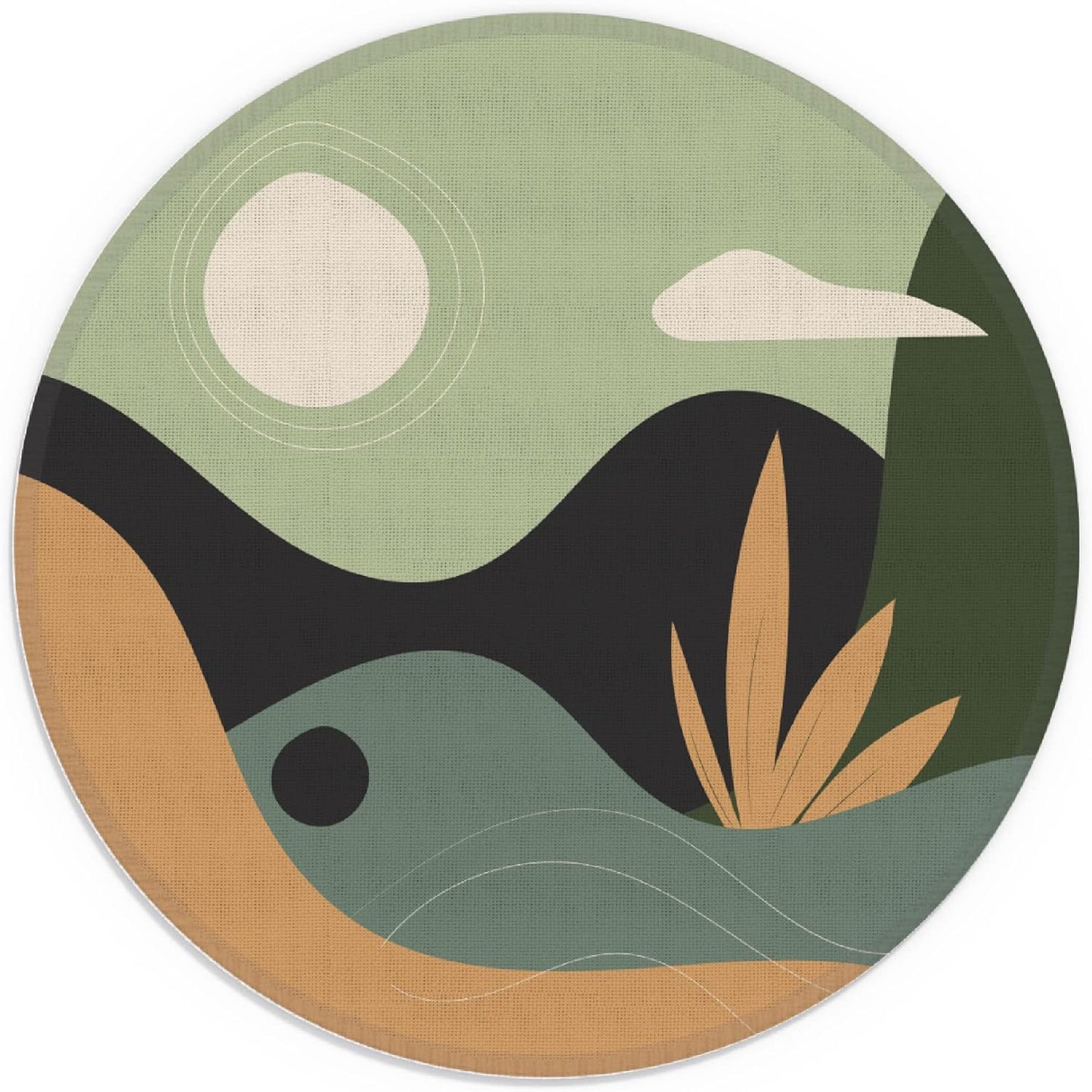 Sage Green Botanical Mouse Pad - Non-Slip & Washable, 7.9x7.9 Inches