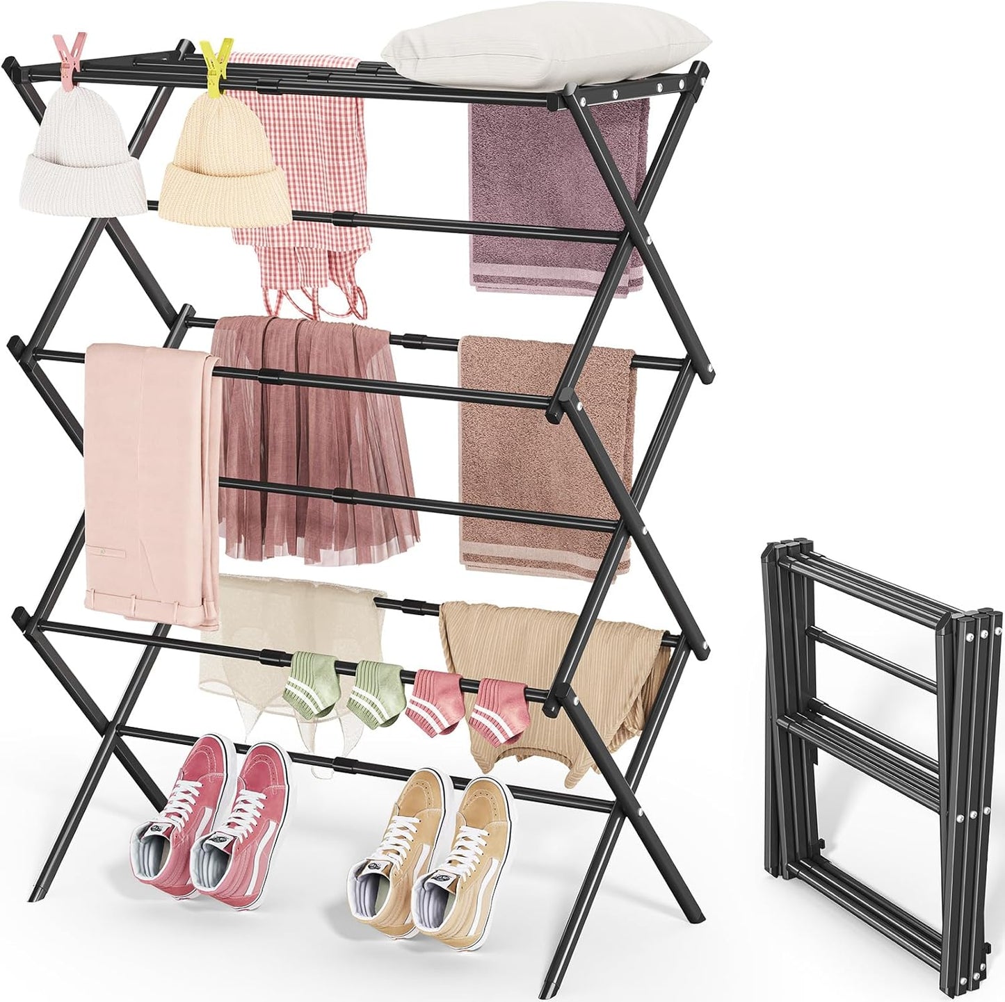 APEXCHASER 3-Tier Clothes Drying Rack for Efficient Drying