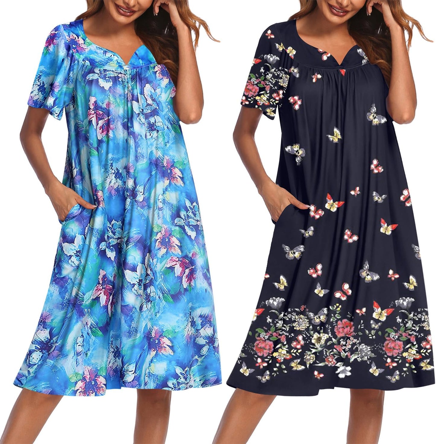 Ekouaer House Dresses for Women with Pockets - Floral Mumu