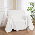 Oversized Chair Cover 71x91 in White - Protective Chenille Slipcover