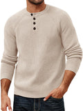 PJ PAUL JONES Mens Waffle Henley Pullover Sweater - Cozy Knit Layer