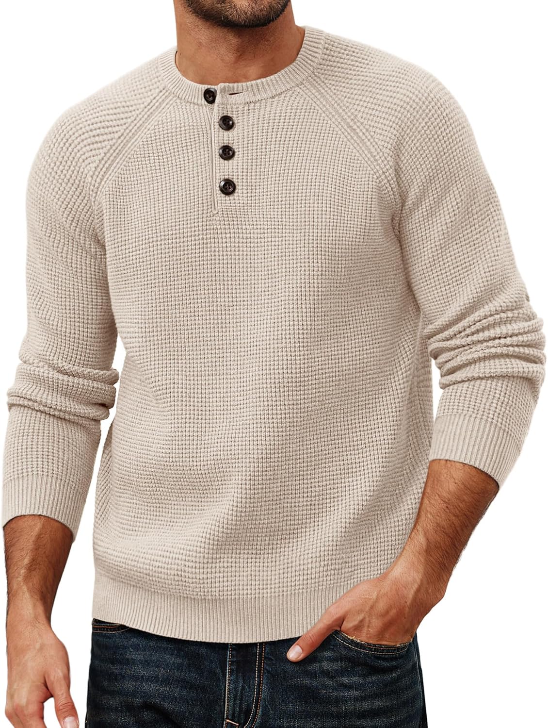 PJ PAUL JONES Mens Sweaters Casual Waffle Pullover for Style