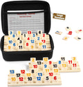 Rummy Cube Game Set with 4 Wooden Trays and Zippered Case - Travel