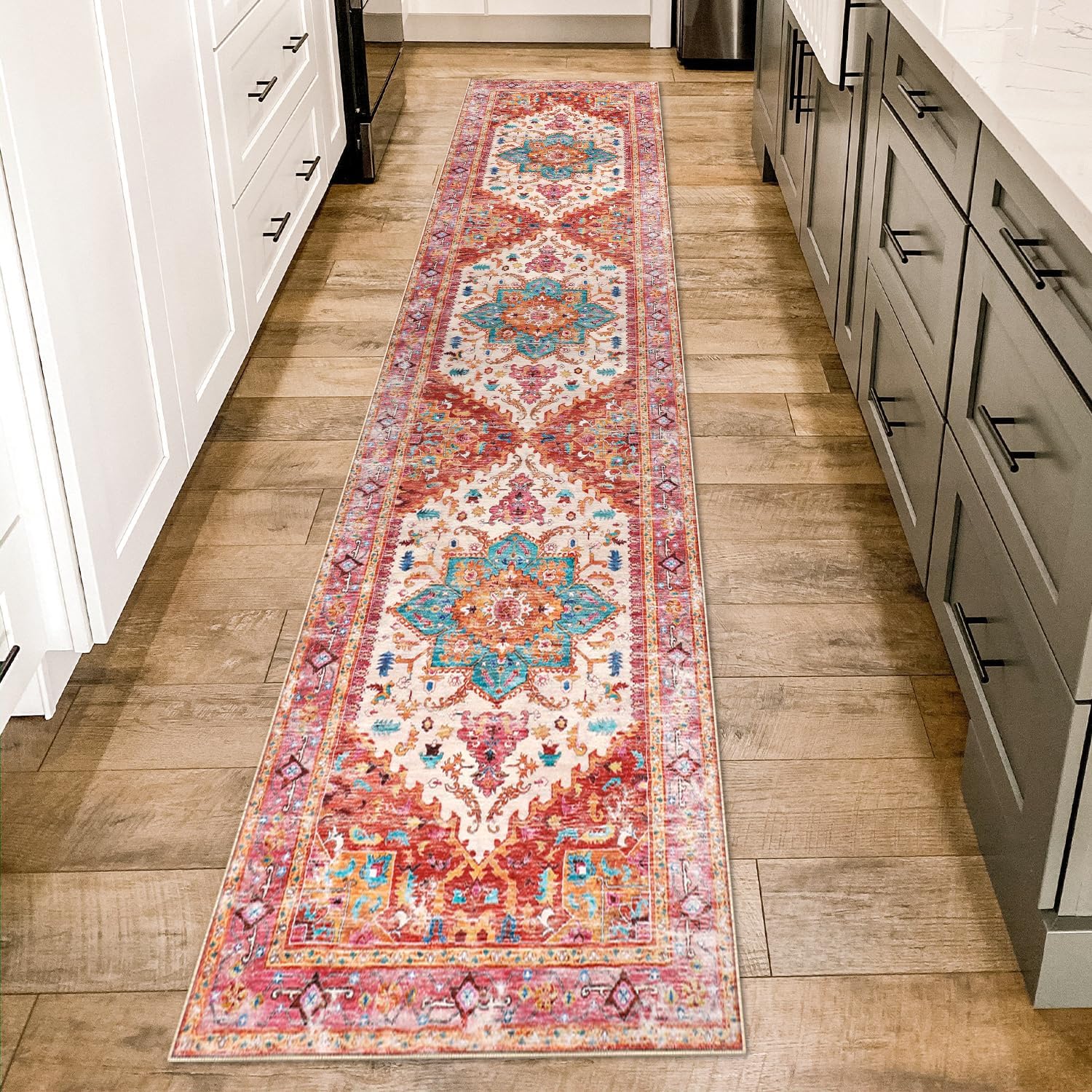 Yamaziot Washable Runner Rug - Vintage Boho Non-Slip Design