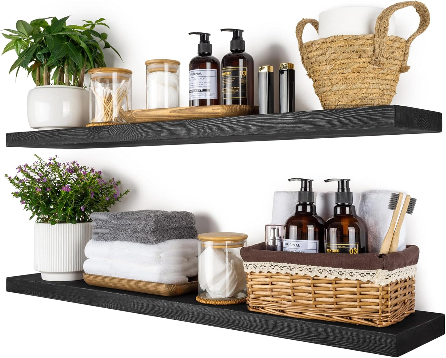 BGMG Wood Floating Shelves - Rustic 36 inch Wall Storage Solution
