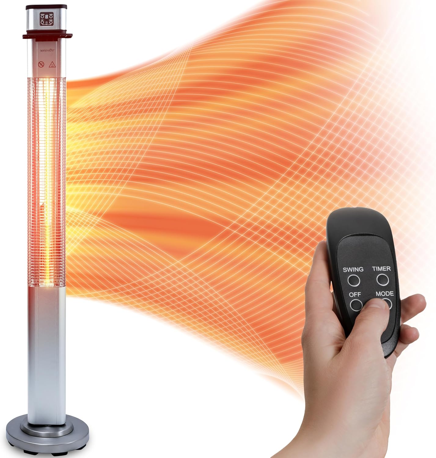 SereneLife 1500W Infrared Patio Heater - Remote Control, Three Power Settings