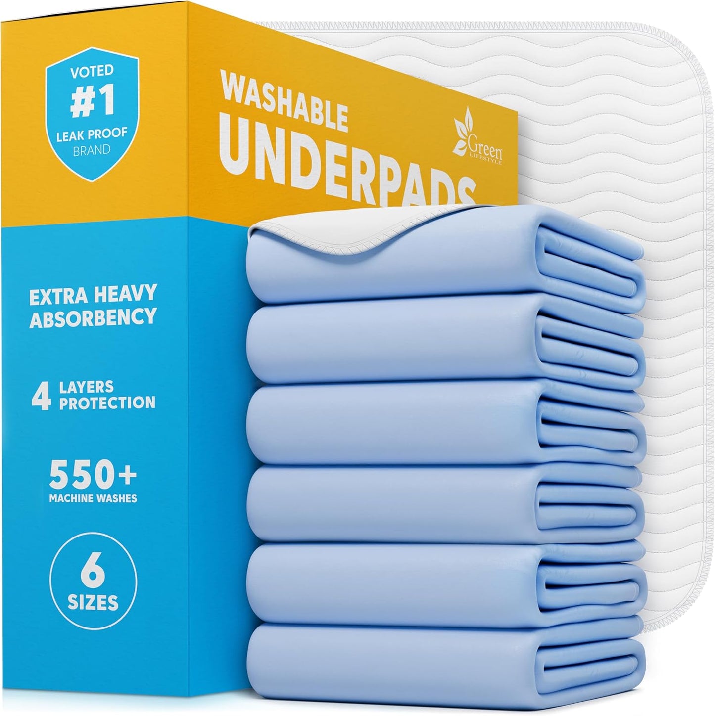 GREEN LIFESTYLE Washable Underpads for Incontinence & Pets