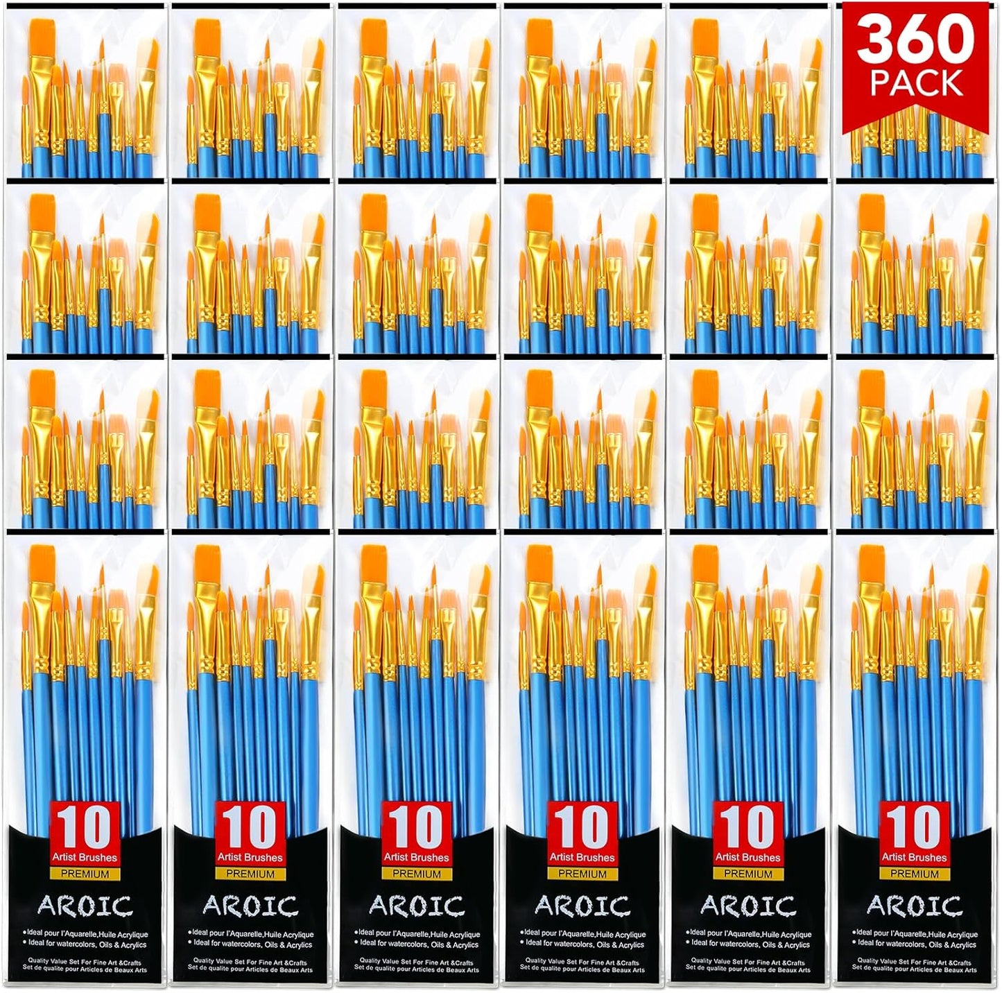 AROC Acrylic Paint Brush Set - 36 Pack for All Painting Needs