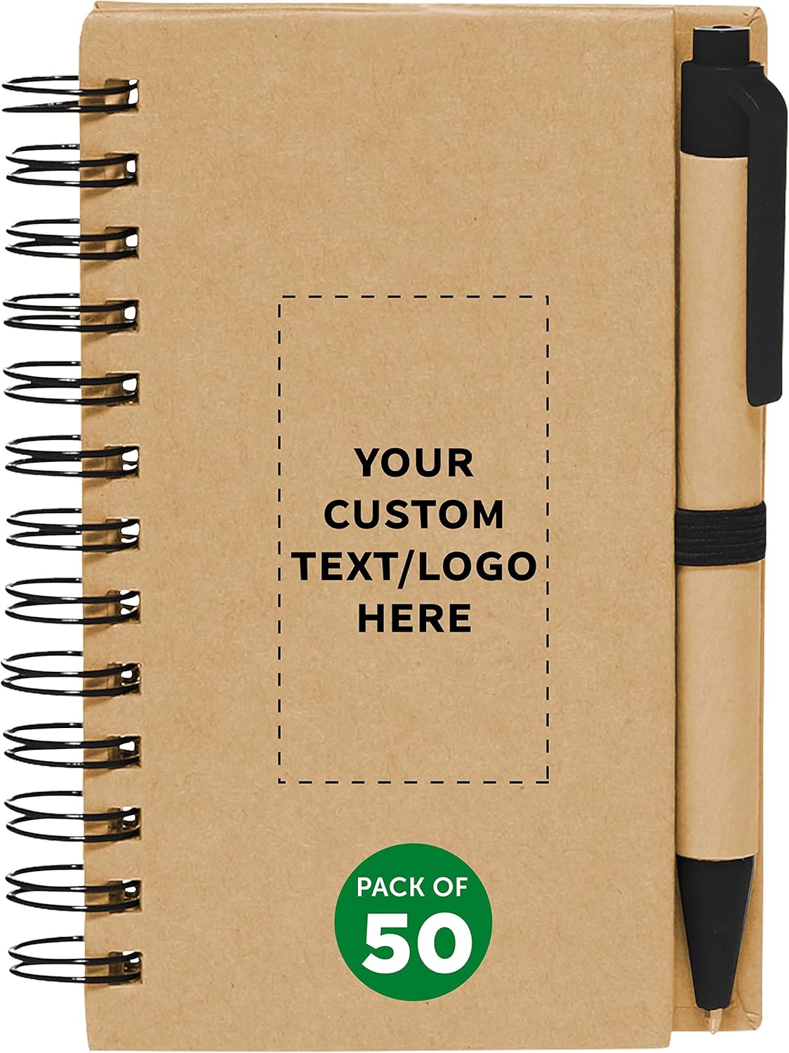 50 Personalized Spiral Notebooks + Pens - Versatile Set for Home & Office