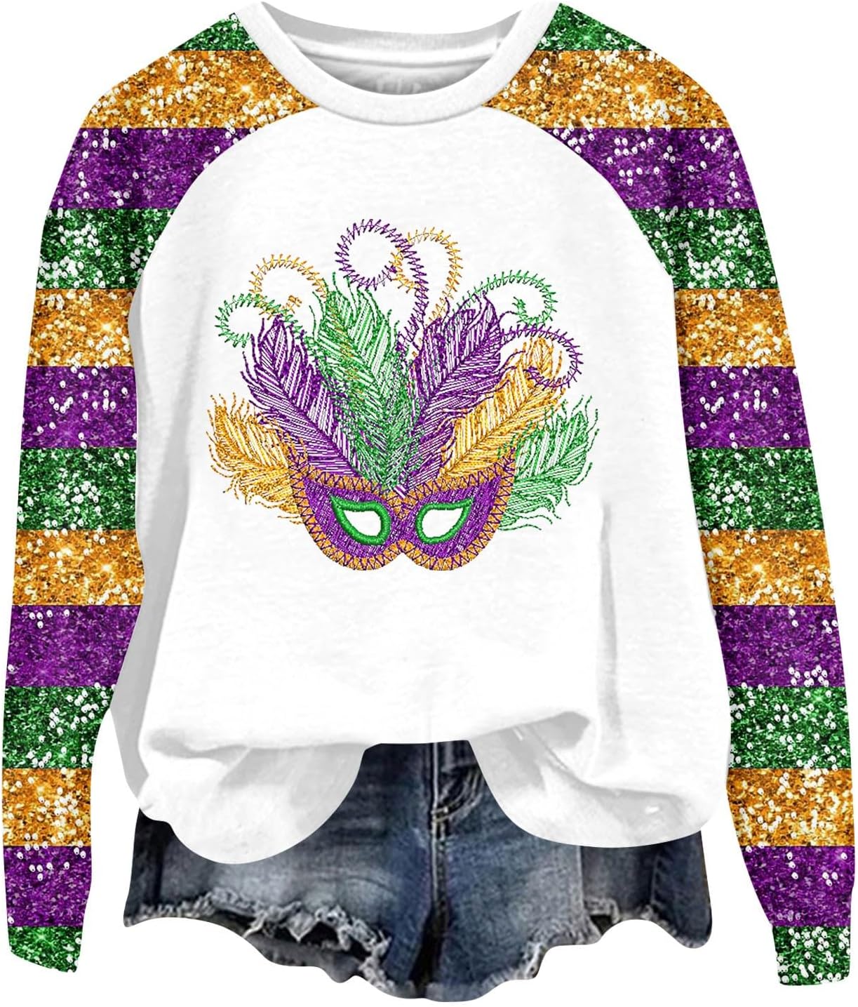 Mardi Gras Funny Mask Sweater - 2025 Carnival Chic!