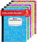 Composition Notebooks College Ruled 5 Pack - Durable 200 No Bleed