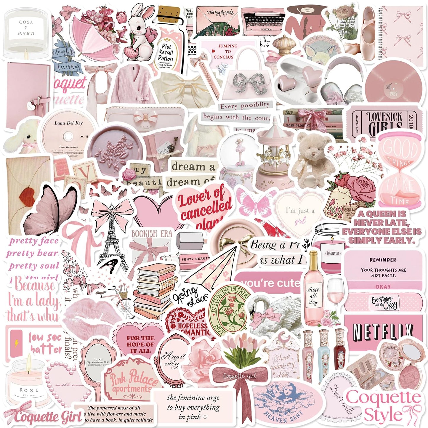 Aesthetic Coquette Vinyl Stickers Set (100PCS)