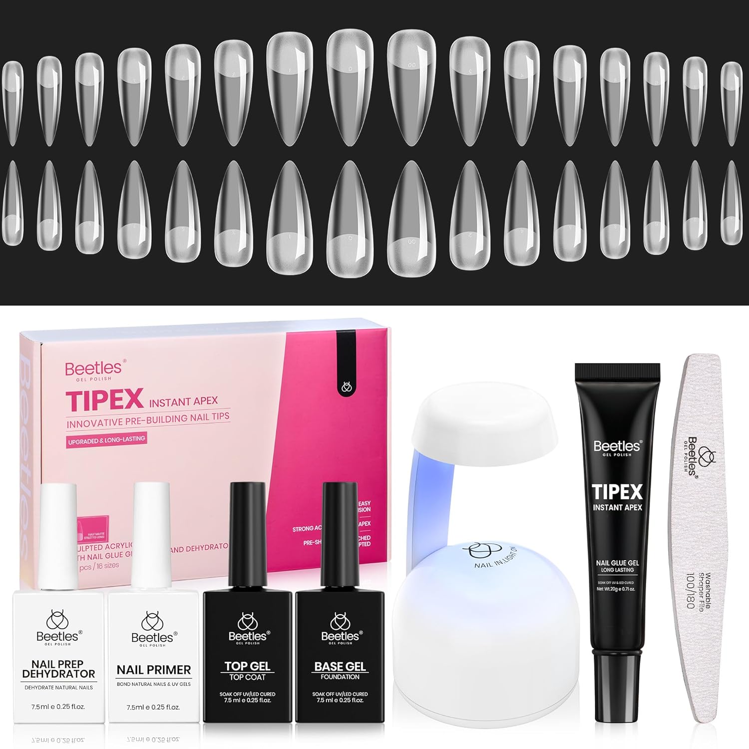 Beetles Tipex Instant Apex Nail Tips Kit for Salon Quality Nails