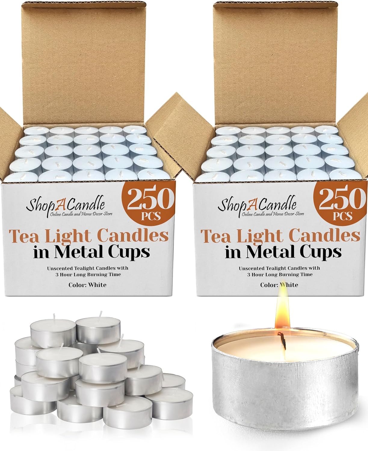 500 Pack Tealight Candles in Metal Cups for Every Occasion