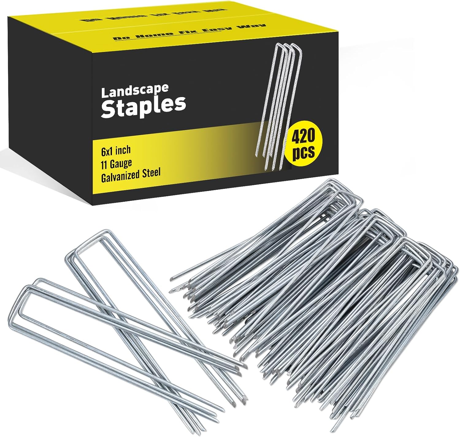 420pcs 6 Inch U-Shaped Galvanized Iron Garden Stakes for Landscaping