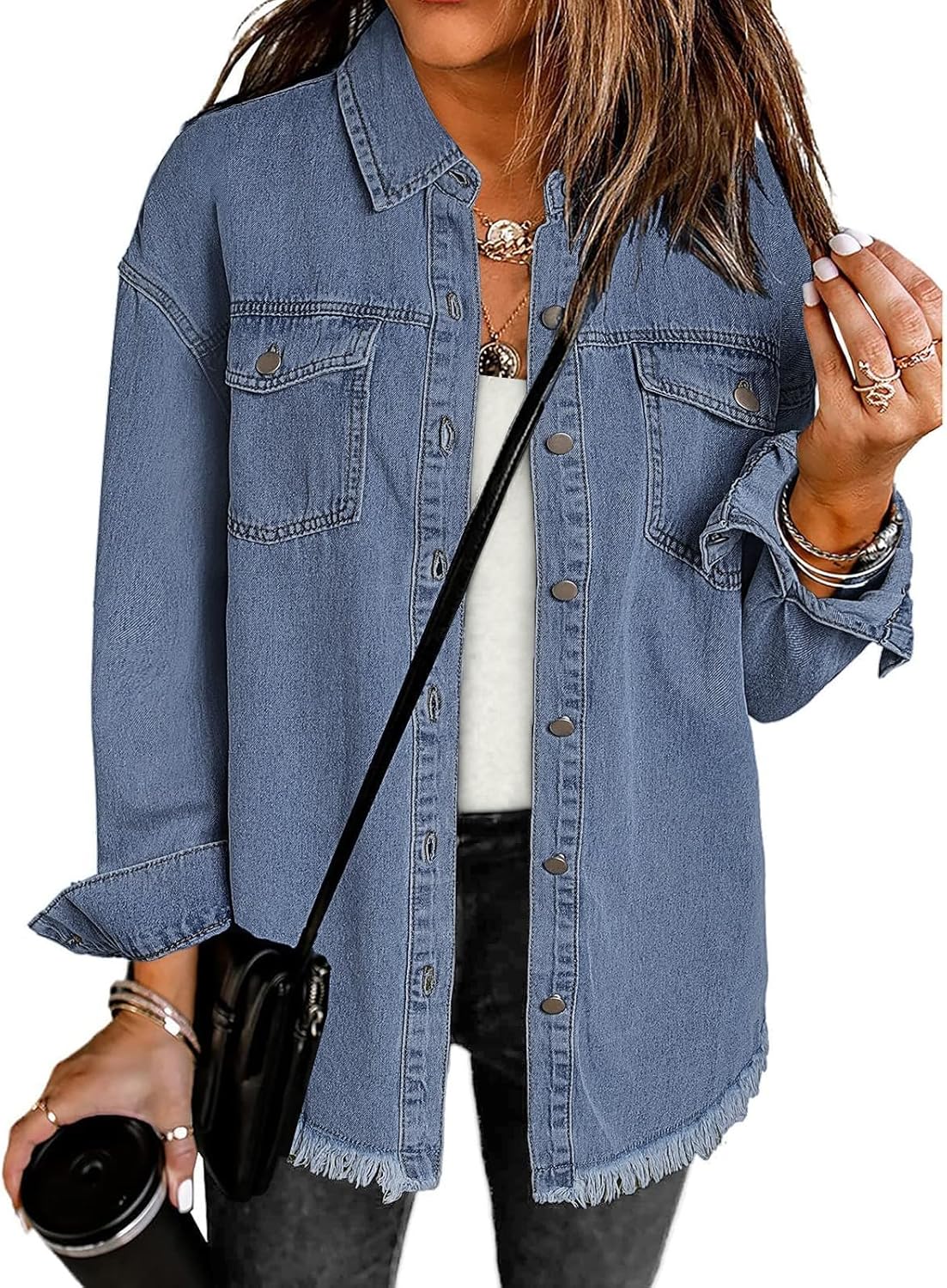 Luvamia Denim Jacket for Women - Trendy Oversized Shacket